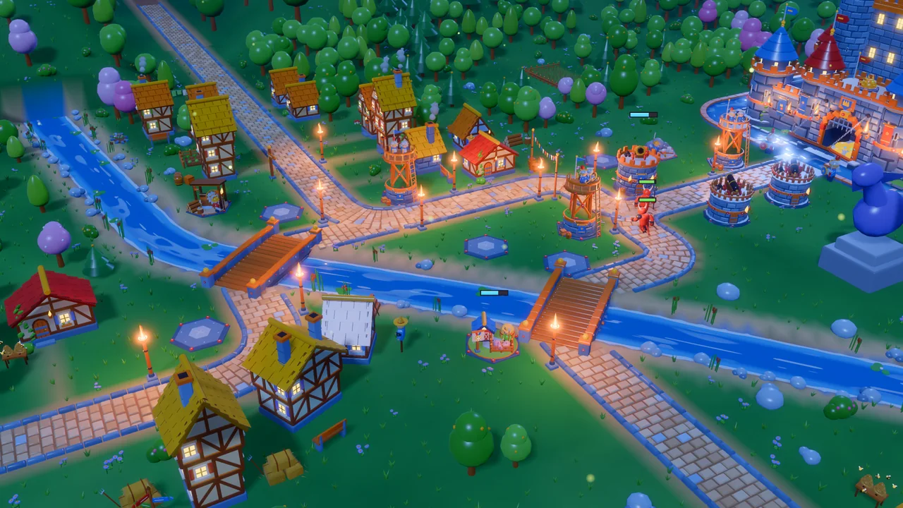 Night Siege: keep your towers near the lamps
